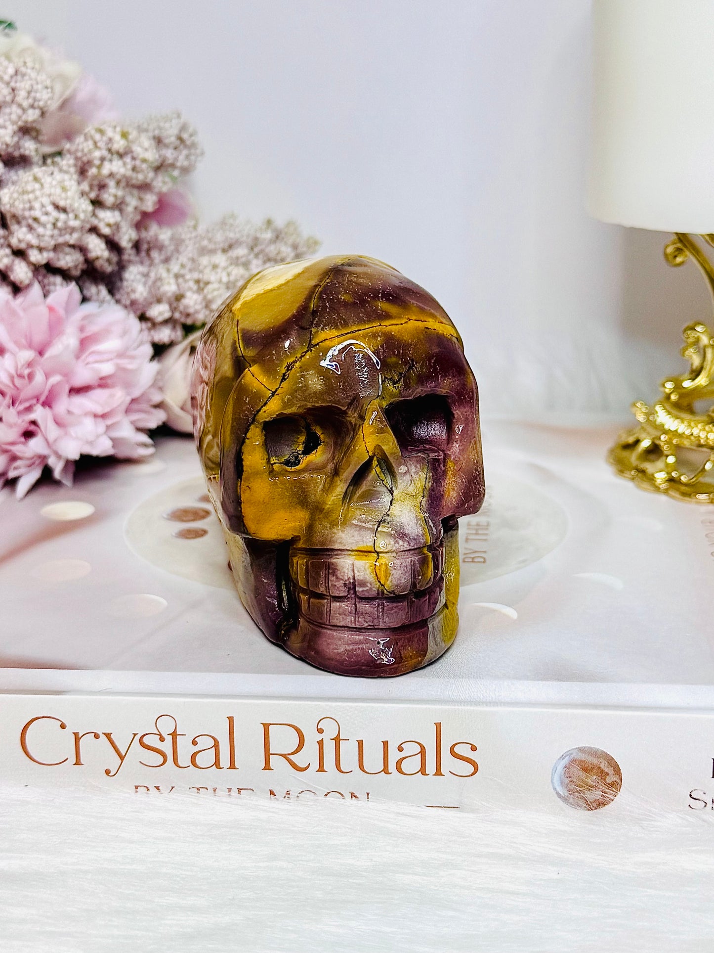 Mookaite Jasper Carved Skull 8.5cm 431g