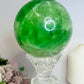 Huge Green Fluorite Sphere with Rainbows On Tall Glass Stand 1.4KG (stand can be changed)