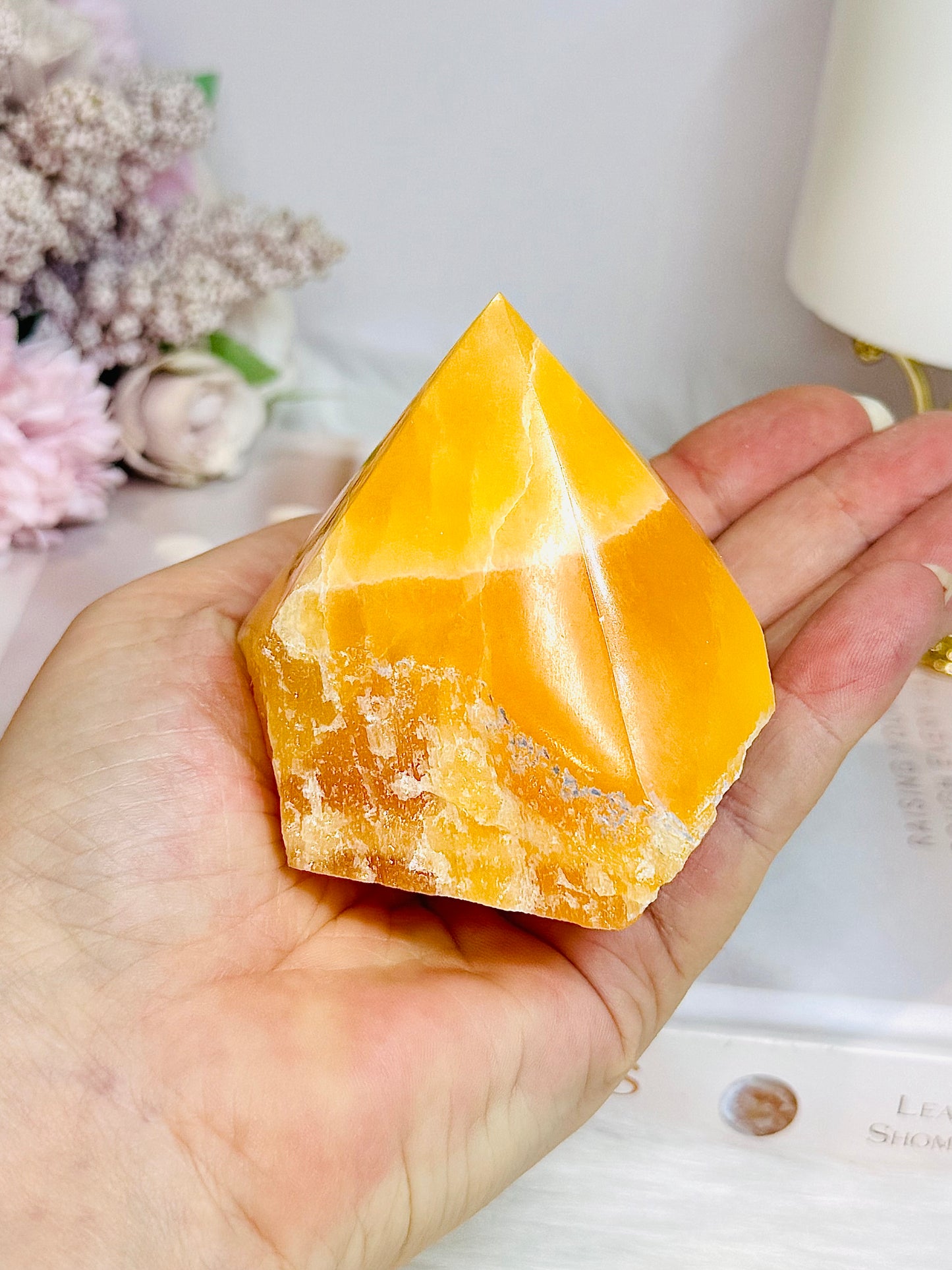 Orange Calcite Top Polished Point 277g