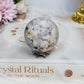 High Grade Blue Flower Agate Sphere on Stand 119g