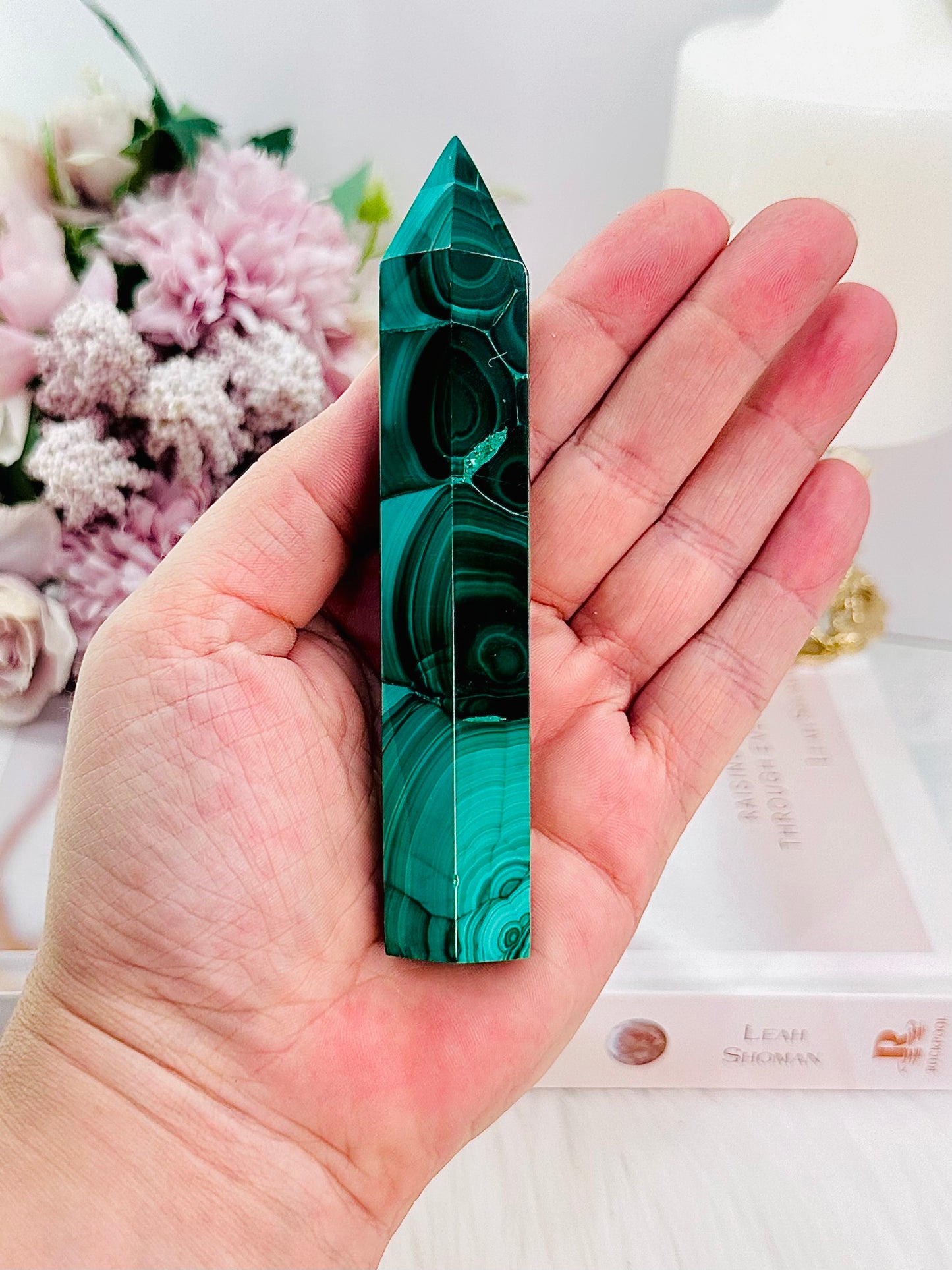 Emotional Healing ~ Absolutely Divine Tall 12cm AAA High Grade Natural Malachite Tower From Congo Simply Spectacular!!