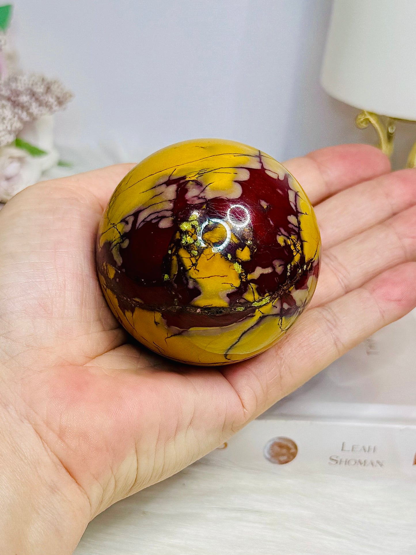 Large Mookaite Jasper Sphere on Stand 301g