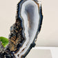 High Grade Uniquely Fabulous Large 24.5cm 1.6KG Sparkling Druzy Blue Agate Chunky Wings On Stand From Brazil