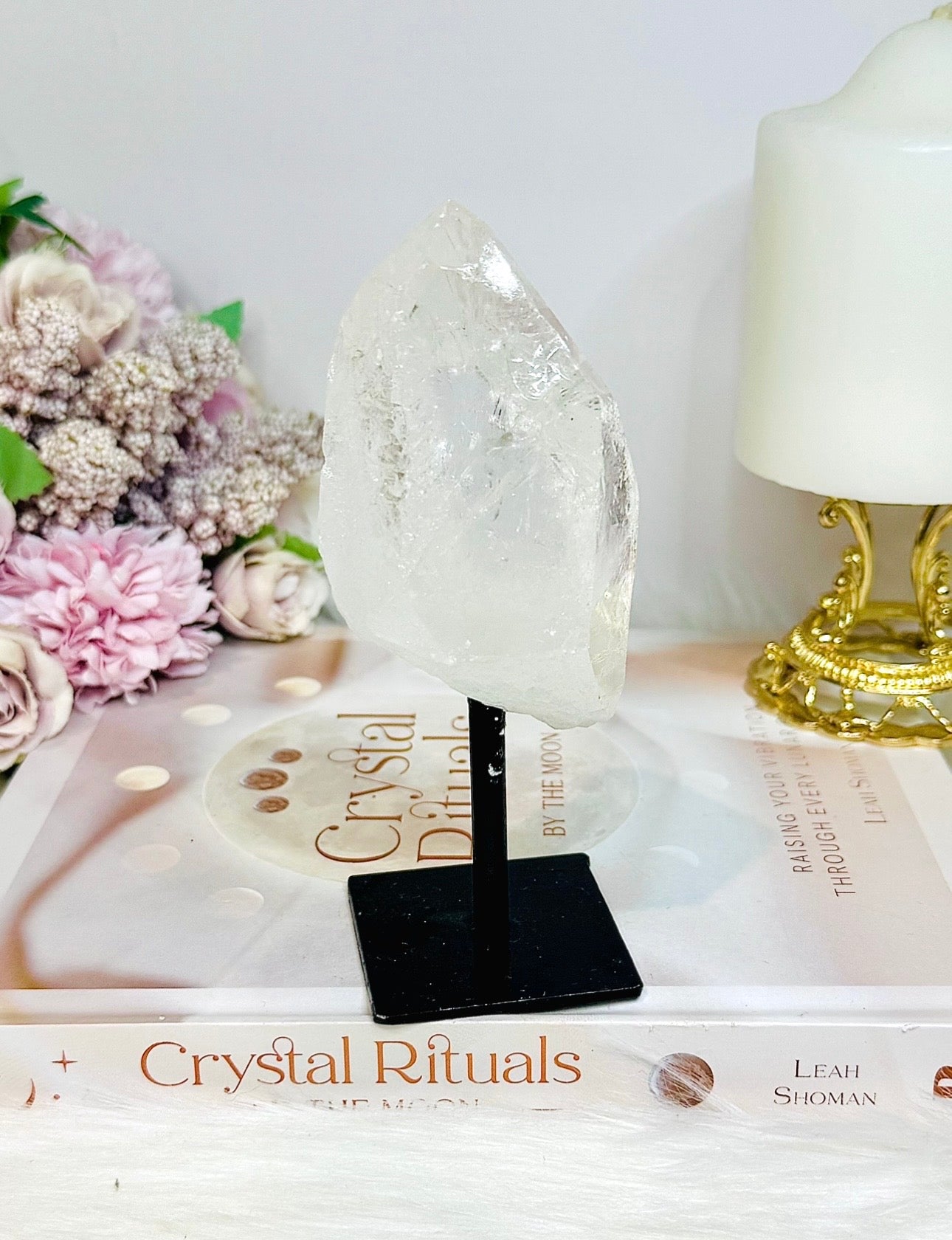 Natural Clear Quartz Point On Stand 14cm