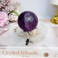 High Grade Purple Fluorite Sphere on Stand 140g