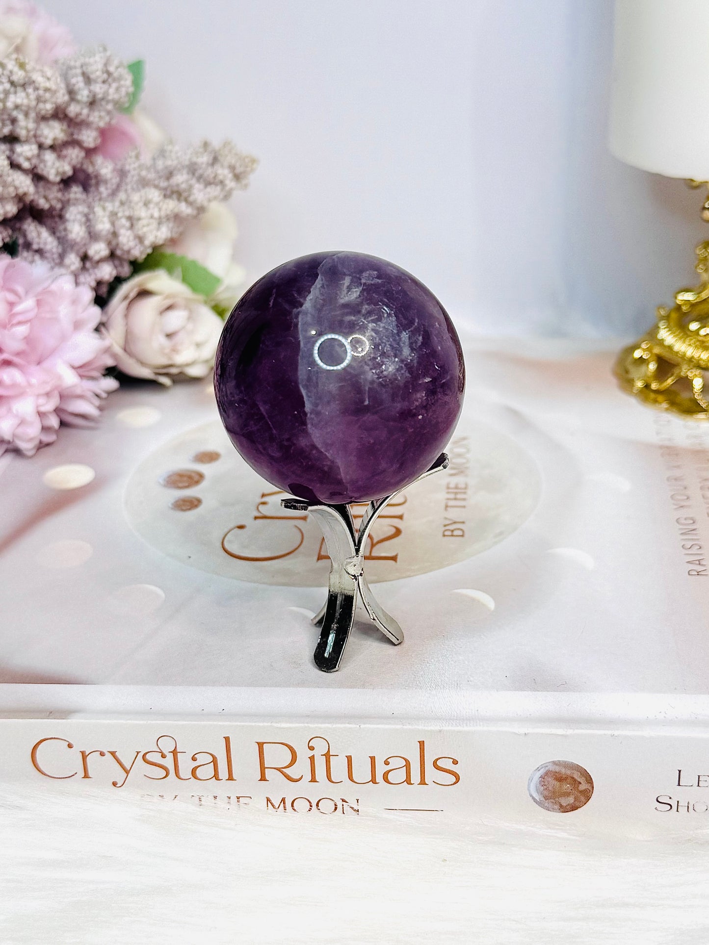 High Grade Purple Fluorite Sphere on Stand 140g