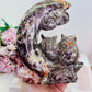 Huge Mexican Lace Agate Carved Set of 2 Owls 18cm 1.13KG