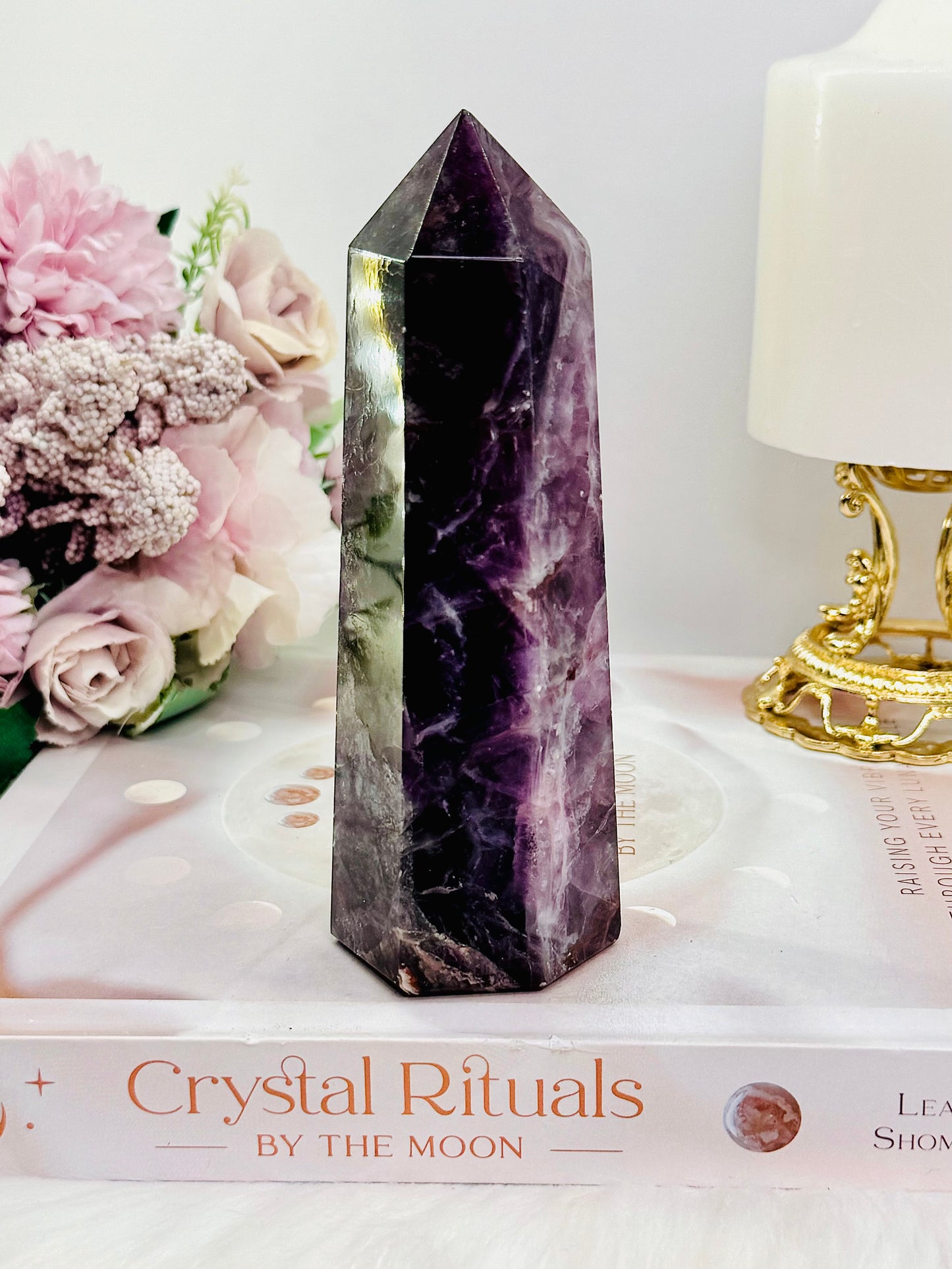 Stunning 13.5cm Purple Fluorite Chunky Tower 406grams