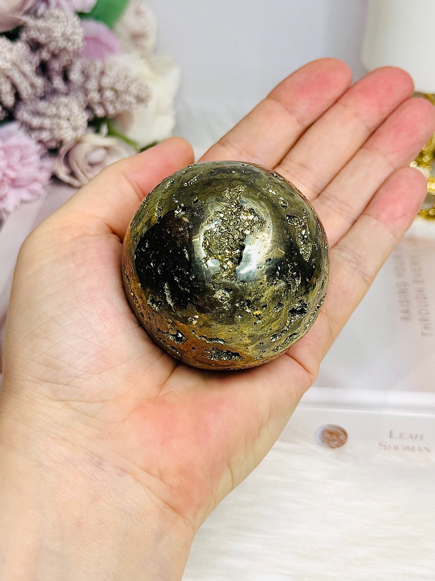Large Druzy Pyrite Sphere on Stand 426g