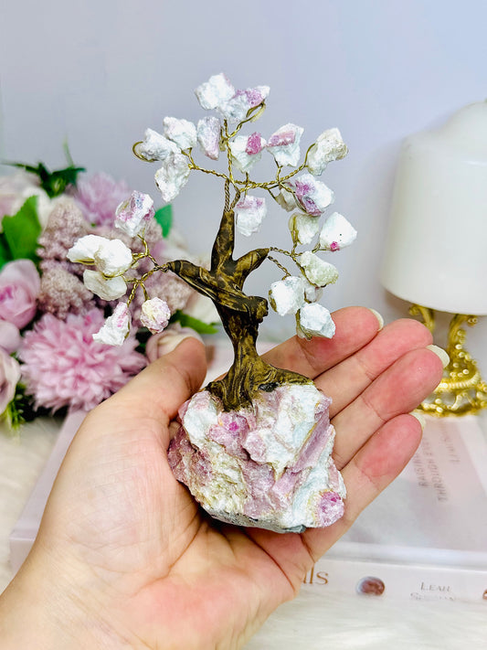 Natural Pink Tourmaline Carved Tree 14cm
