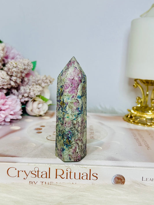 Rare Ruby In Blue Apatite Tower (UV Reactive) 9cm