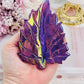 Aura Purple Quartz Leaf Carving 11cm