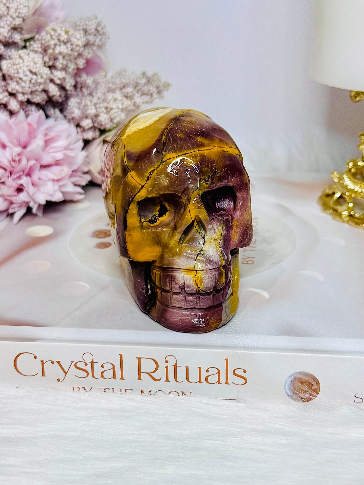 Mookaite Jasper Carved Skull 8.5cm 431g