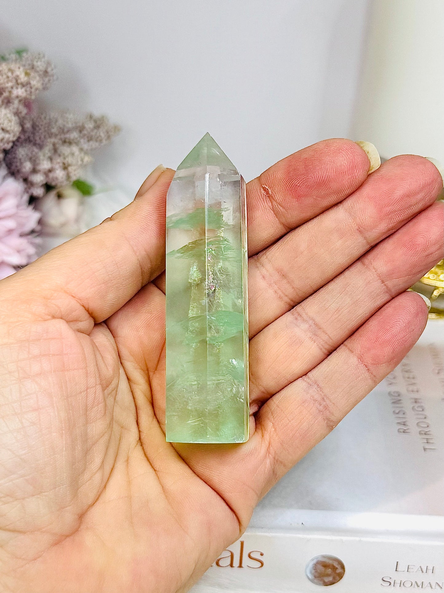 High Grade Fluorite Tower with Rainbows 7.5cm