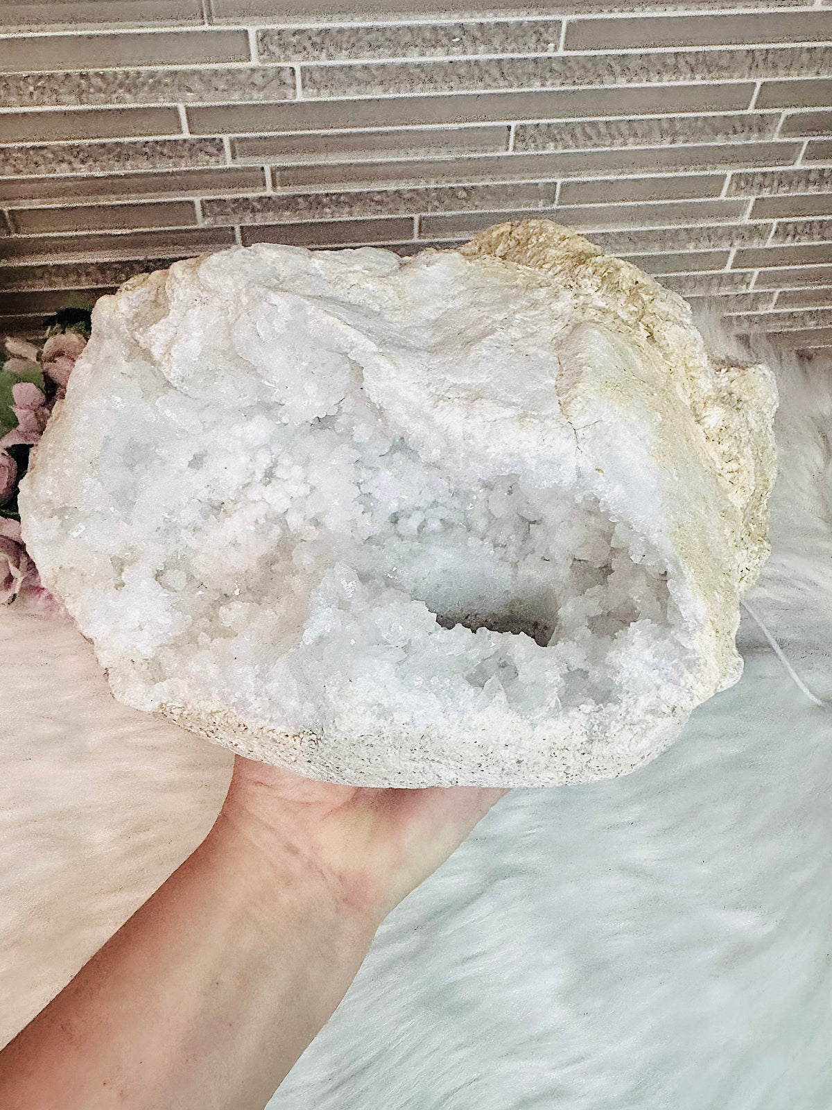 Huge Natural Moroccan Geode with Multicoloured Light Lamp 3.7KG
