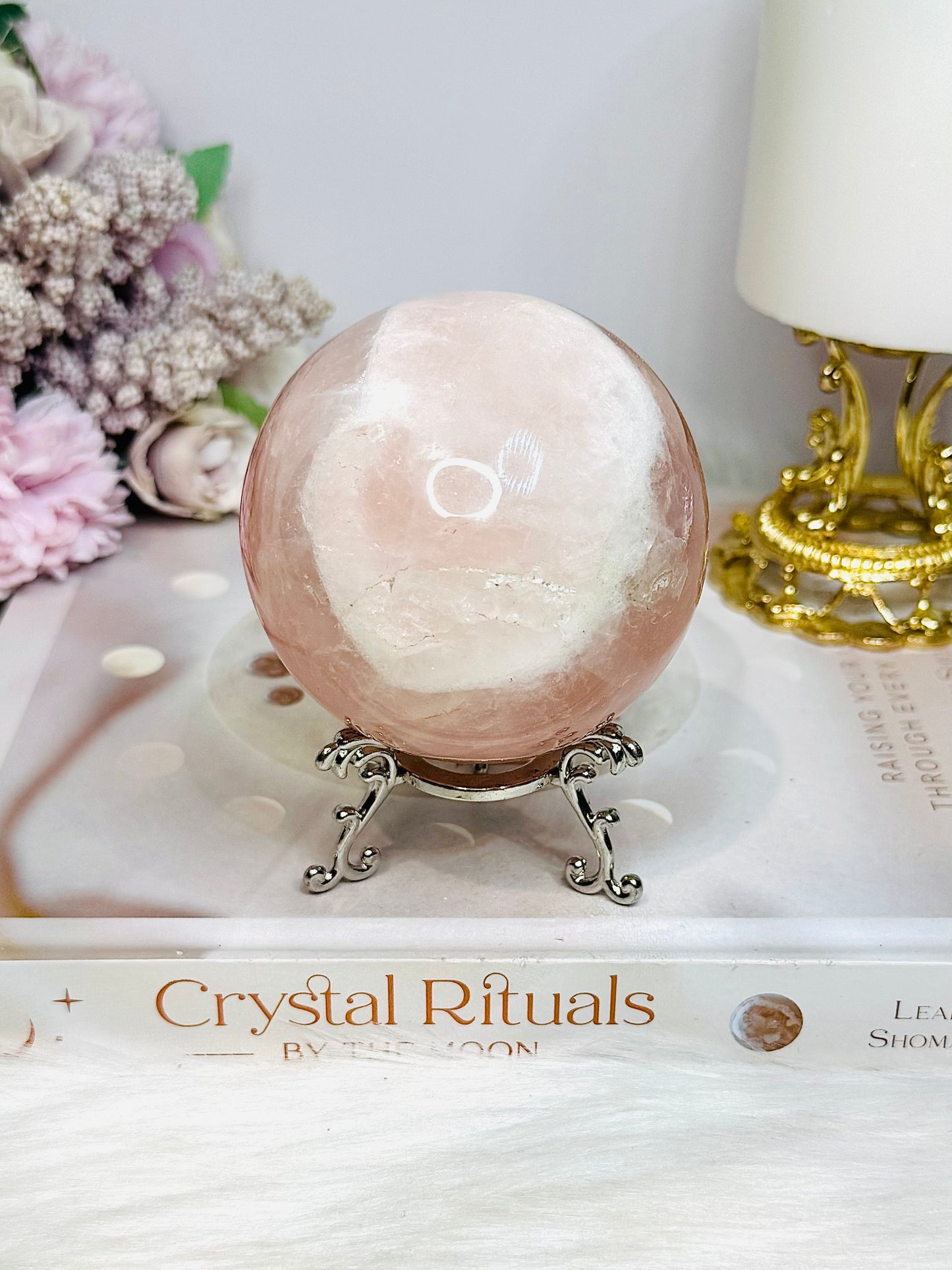 Large Rose Quartz Sphere on Stand 481g