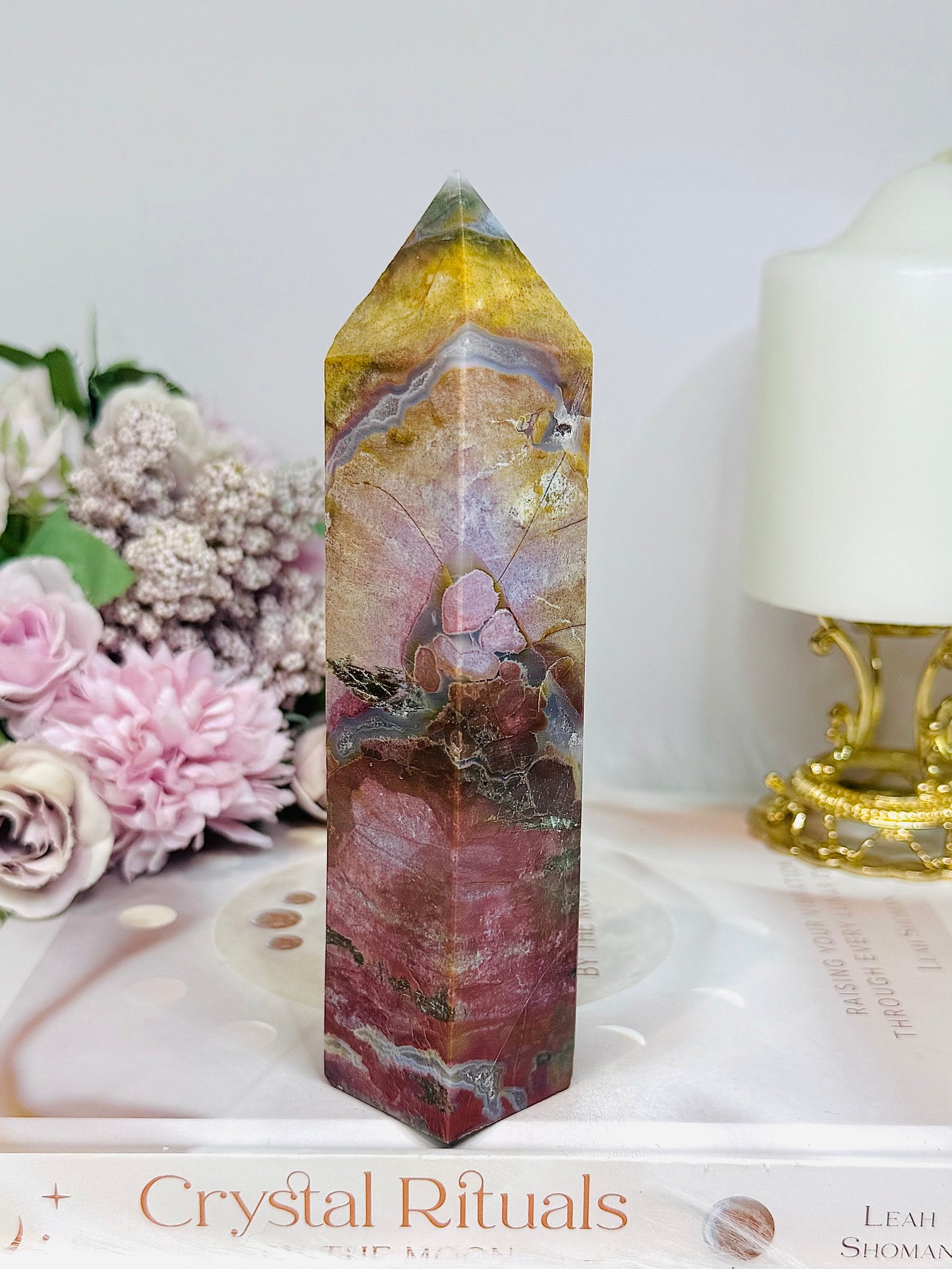 Indian Jade Colourful Tower 19.5cm 300g