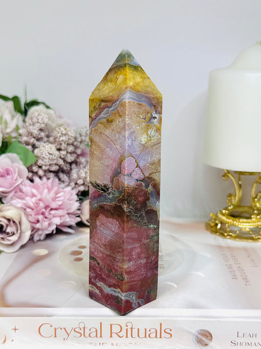 Indian Jade Colourful Tower 19.5cm 300g