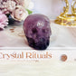 Beautiful Purple Fluorite Carved Skull 7cm