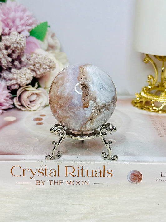 Druzy Flower Agate Sphere on Stand 172g