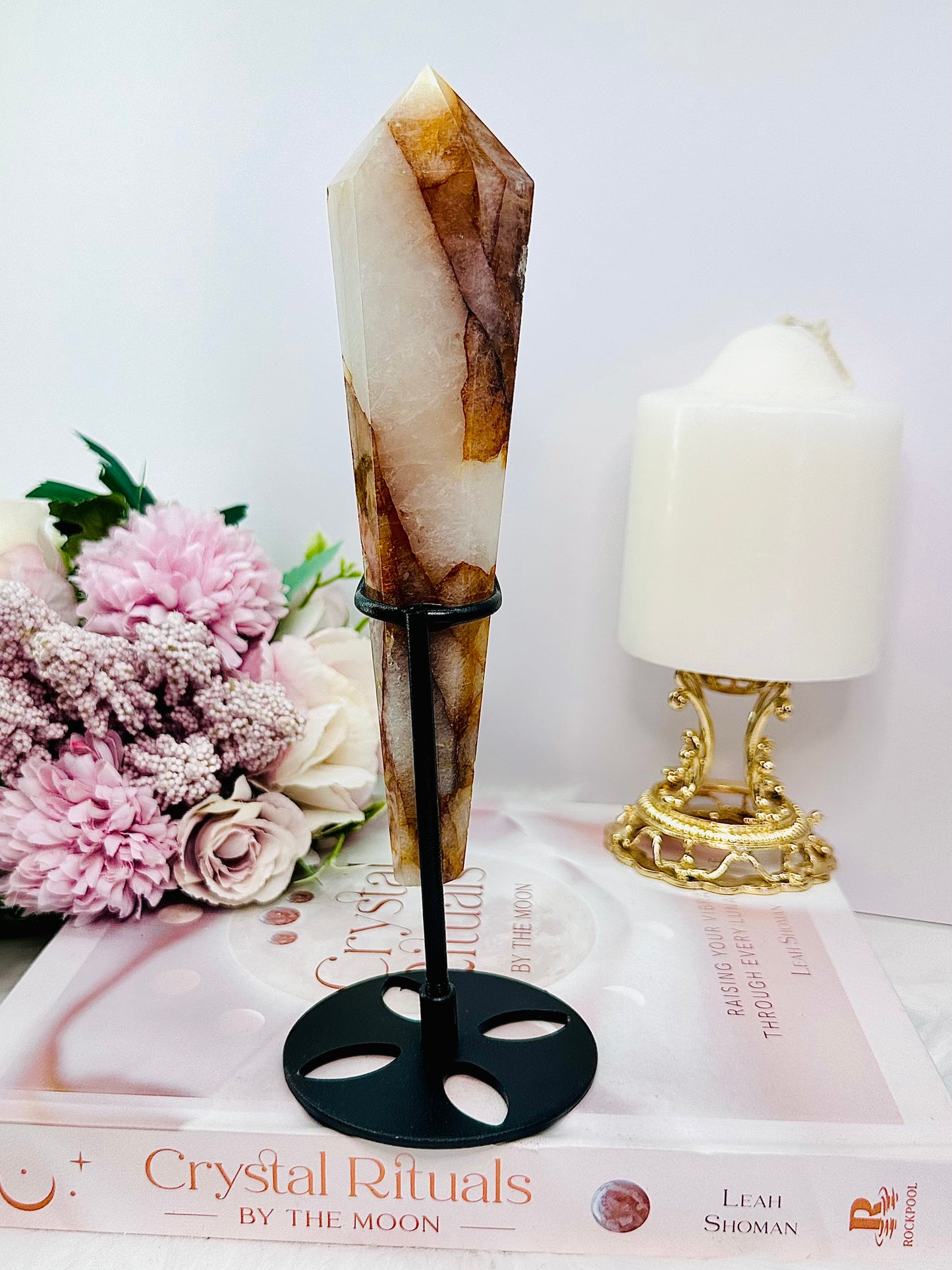 Absolutely Gorgeous Large 21cm Golden Healer Wand | Tower On Stand