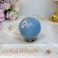 Blue Angelite Sphere on Stand 131g