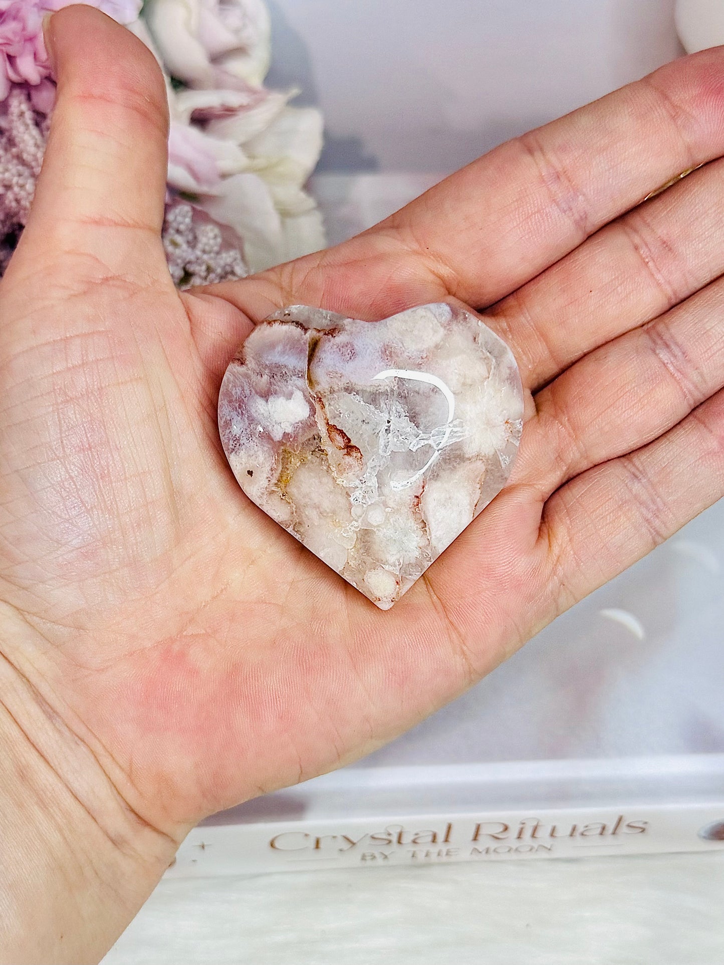 Beautiful Small 5cm Flower Agate Heart