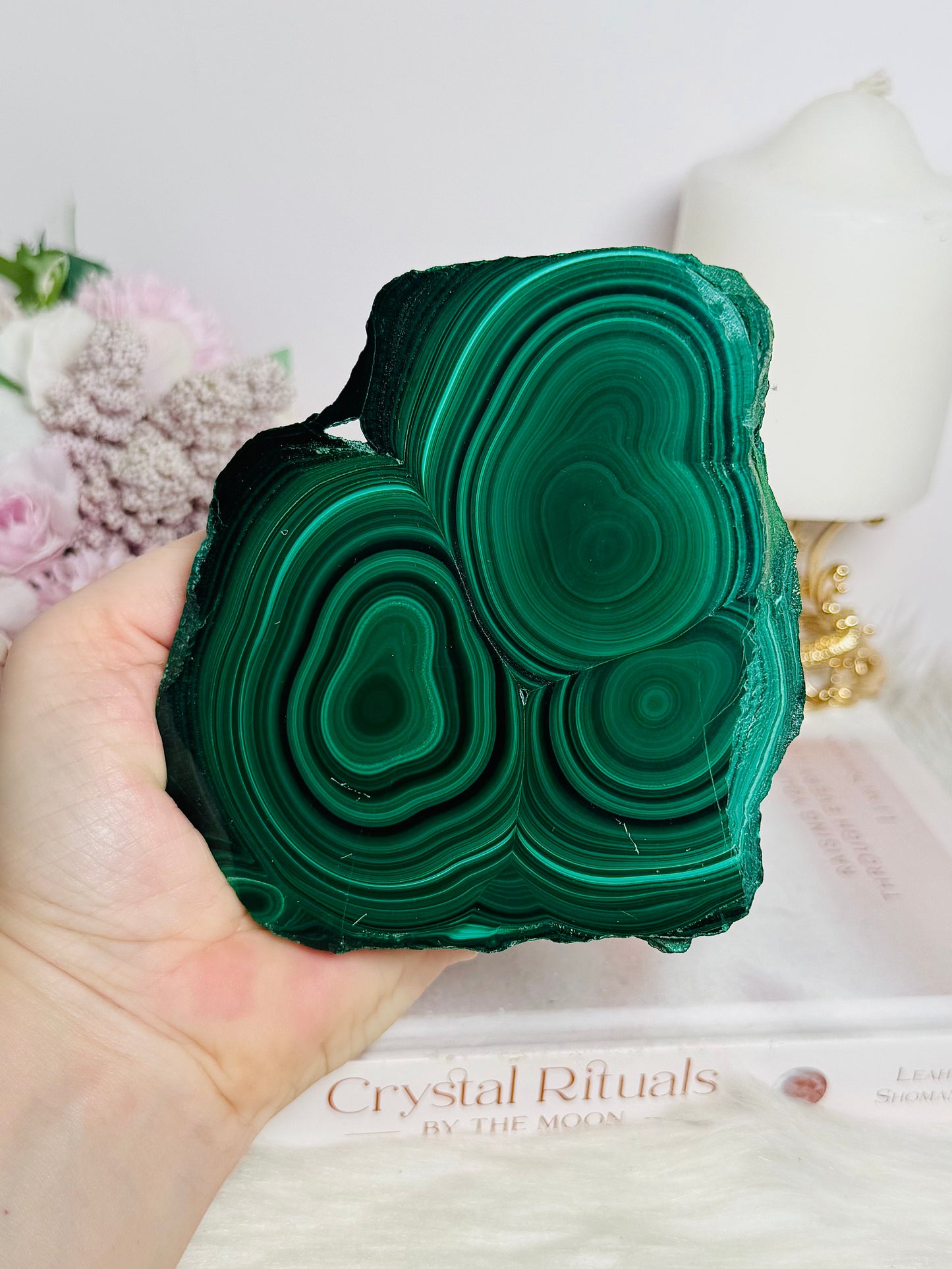 Large Thick Natural AAA Malachite Slab From Congo 11cm 621g