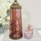 Glass Large Lantern Led Tower Pink Punch 27cm