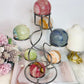 Colourful Large Silver Holder with Seven 7 Dyed Onyx Spheres