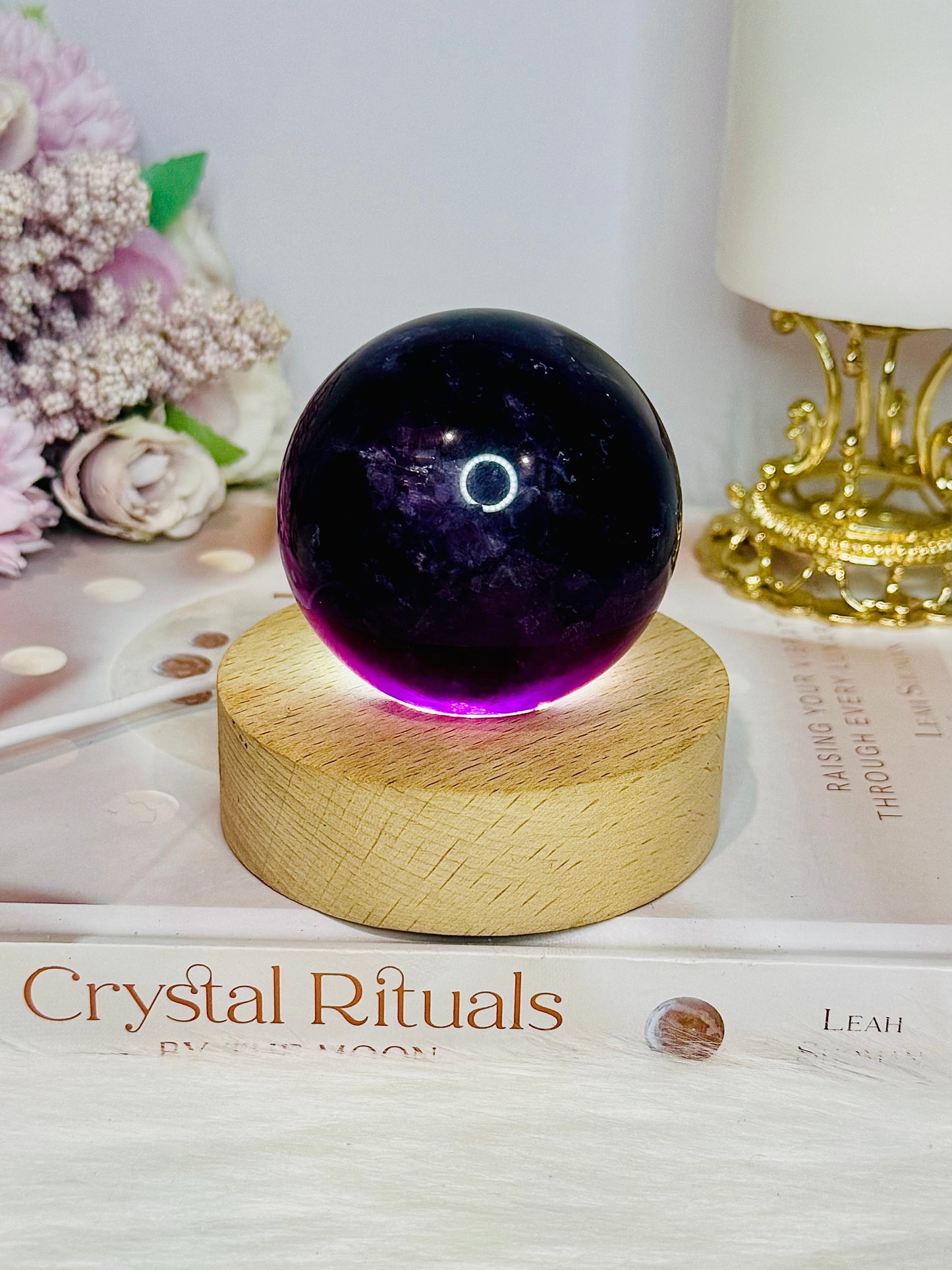 Rainbow Fluorite Sphere on Light Stand 384g