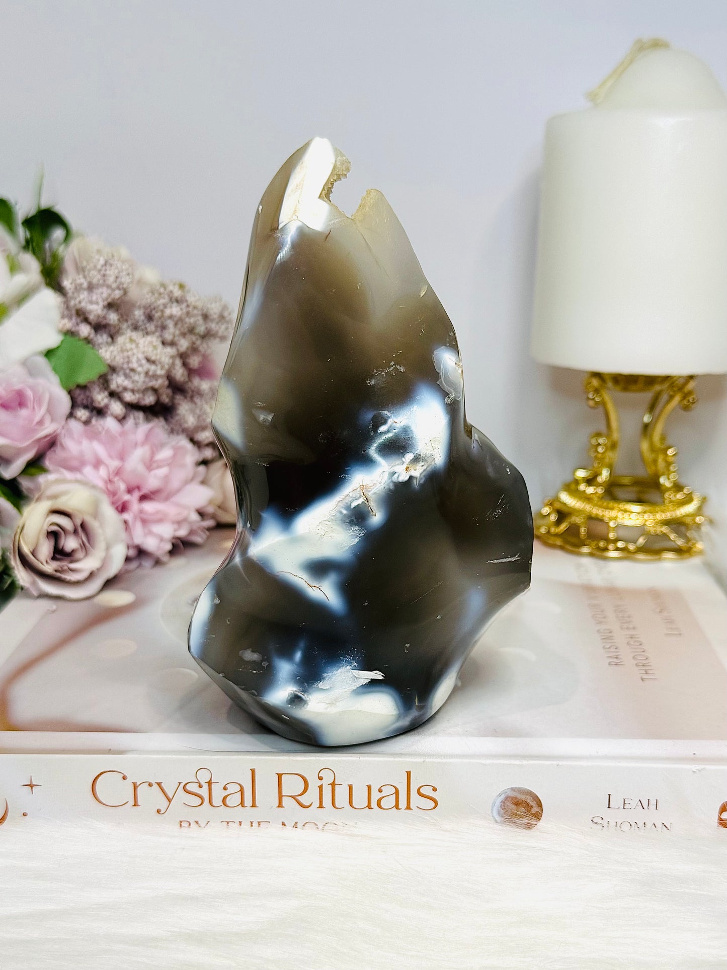 Large Orca Agate Druzy Flame 14cm 572g