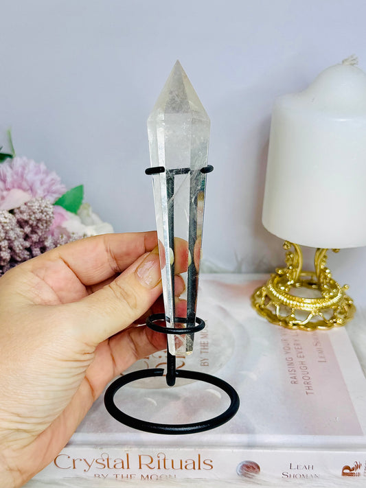 Clear Quartz Wand | Tower on Stand 15cm