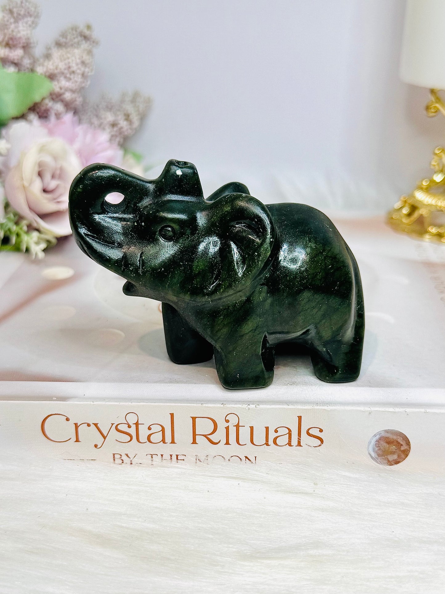 Green Jade Elephant 9cm