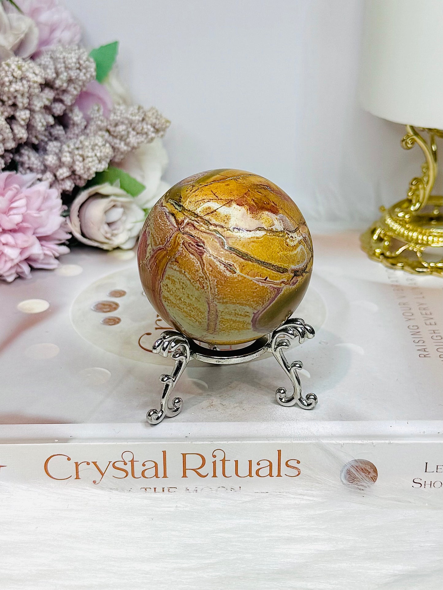 Polychrome Agate Sphere on Stand 205g