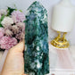 Moss Agate Druzy Tower 15cm 430g