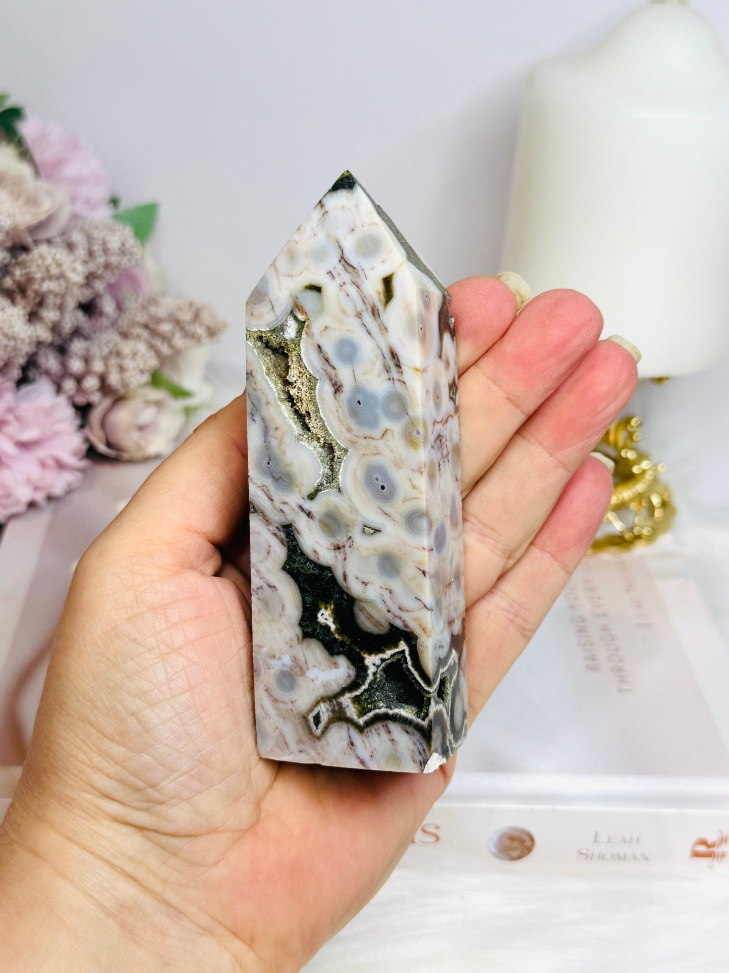 Rare Eighth Vein Jasper Druzy Chunky Tower 11cm 231g