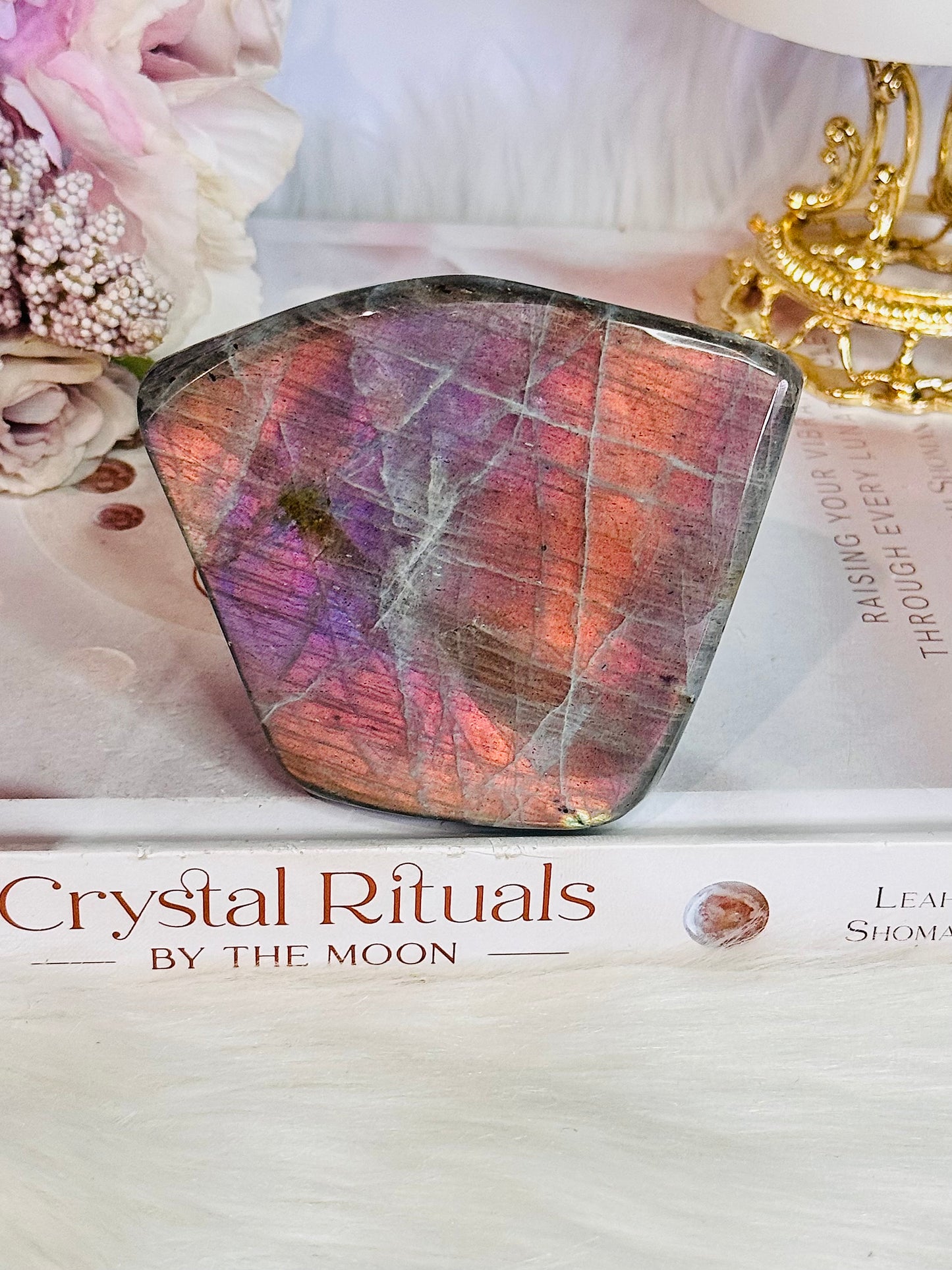 Wow! Incredible Pink, Purple & Orange Flash Natural Labradorite Polished Freeform 324grams