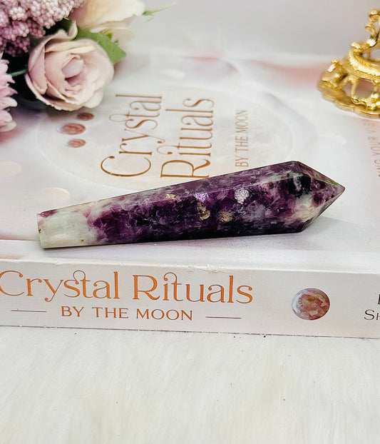 Beautiful 10cm Lepidolite | Purple Mica Carved Wand | Tower