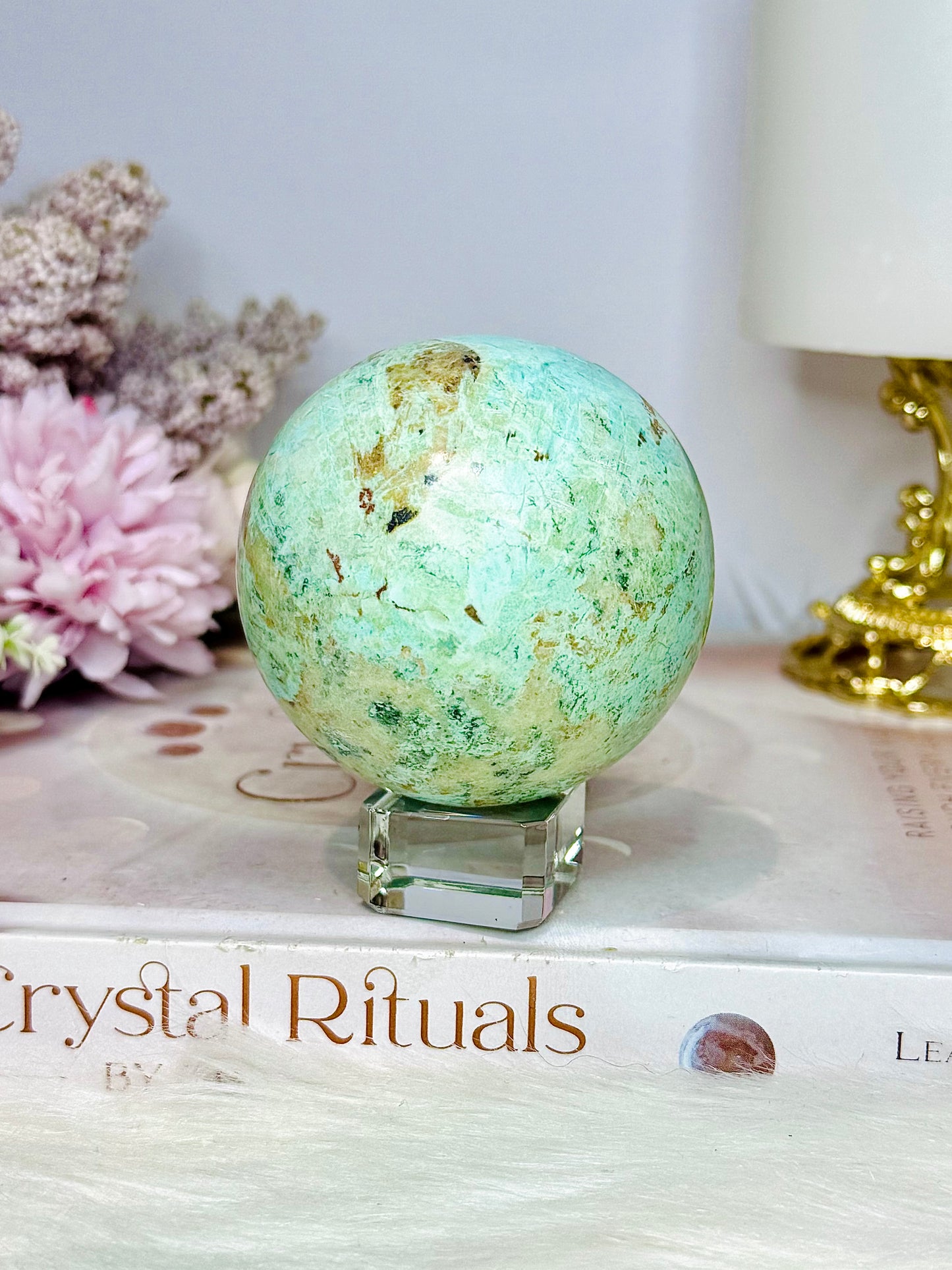 A Rare Stone ~ Genuine Inca Turquoise Sphere 302g On Stand