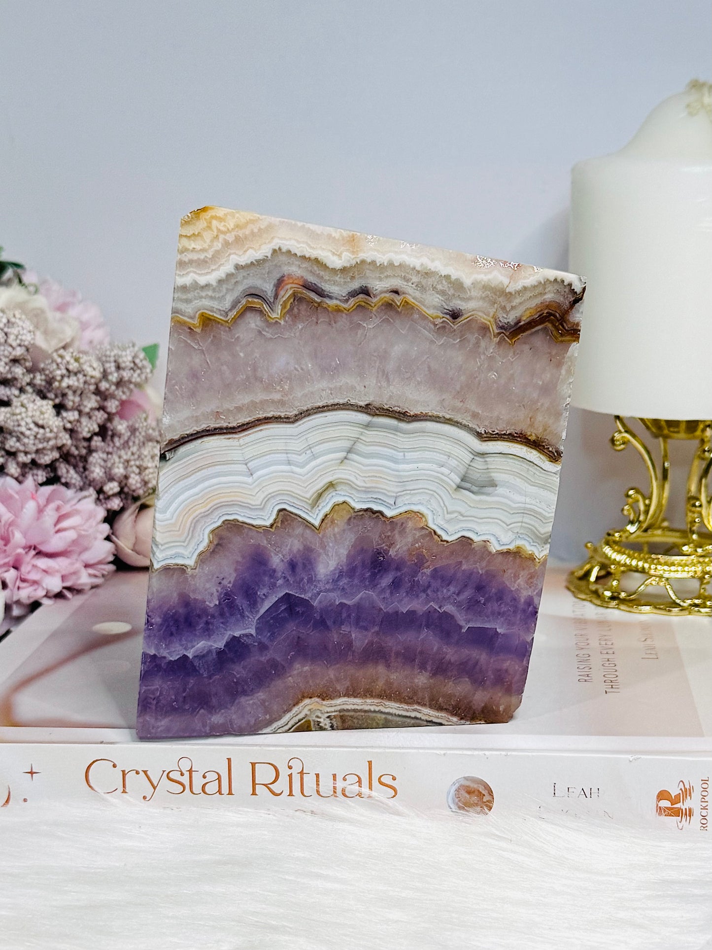 Natural Crazy Lace Amethyst Slab 13cm