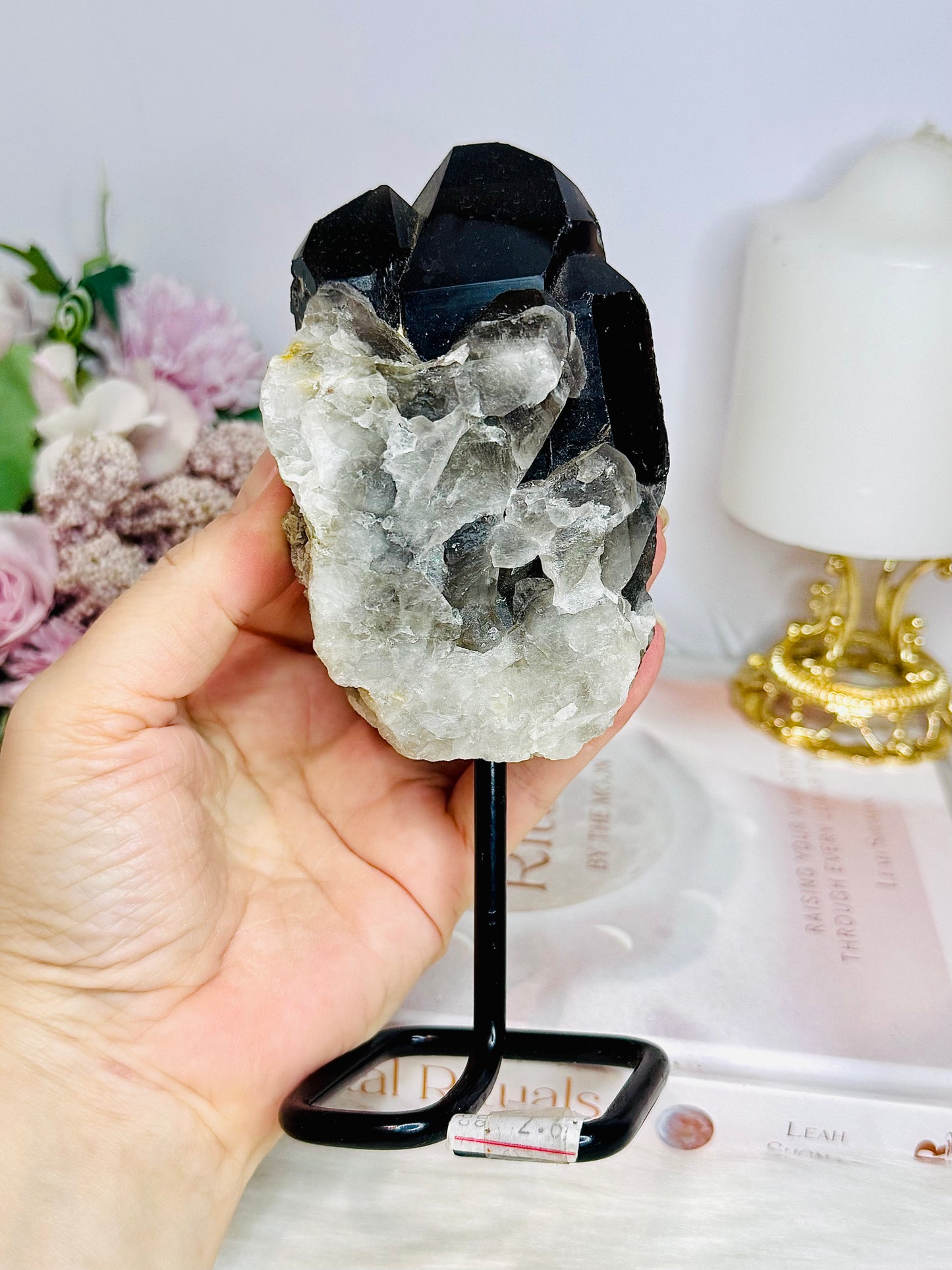 Chunky 18cm Smokey Quartz Specimen on Stand From Brazil