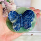 Beautiful Large Blue Sodalite Carved Butterfly On Green Aventurine Lillypad / Leaf 10cm