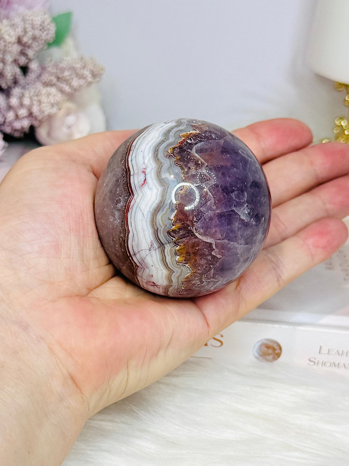 Large Crazy Lace Agate Sphere on Stand 293g