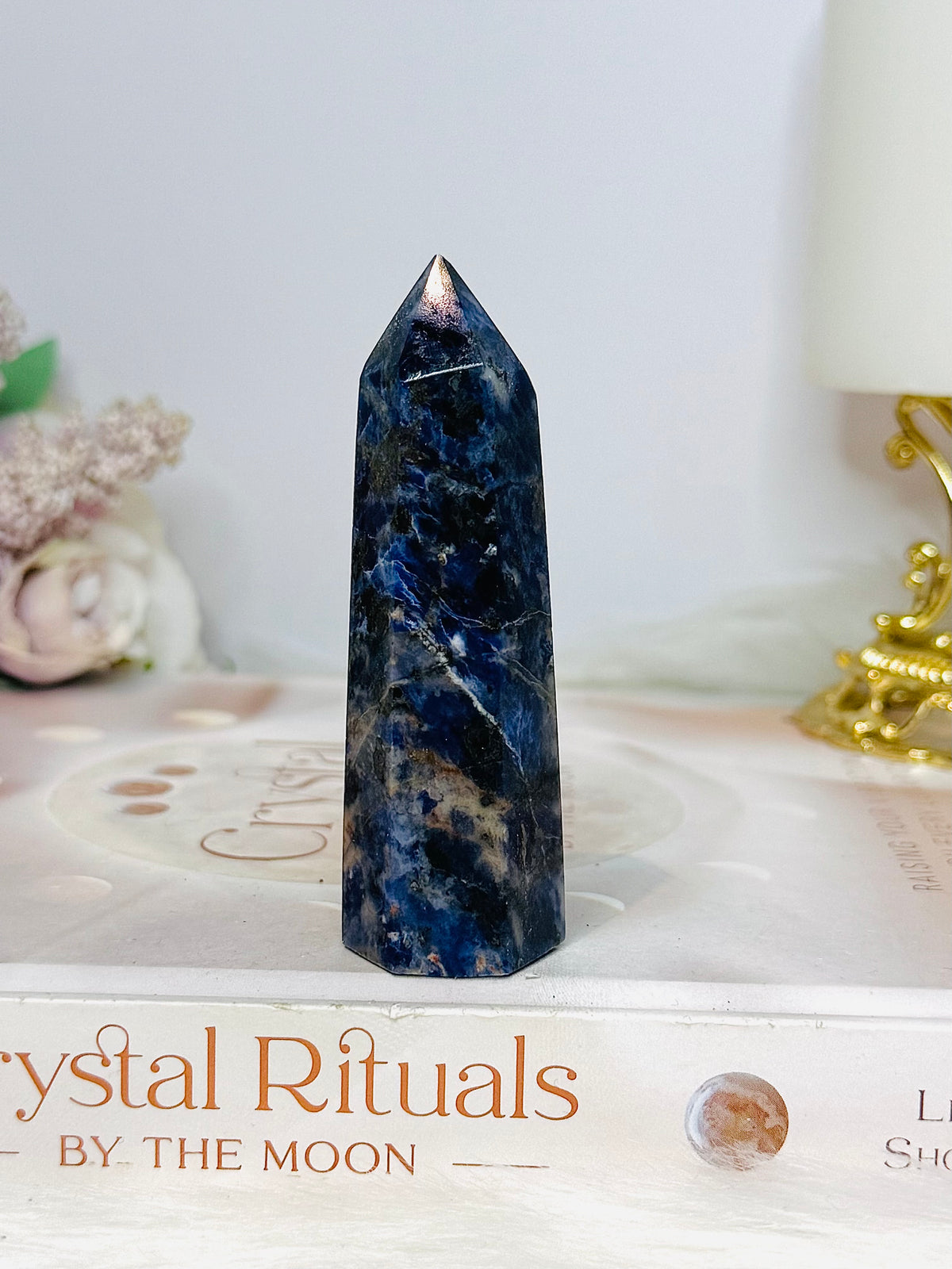 Blue Sodalite with Sunstone Tower 8.5cm