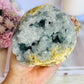 Huge Divine Natural Blue Celestite Druzy Geode | Sphere on Stand 1.65KG