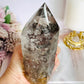 Stunning Large High Grade Garden Quartz | Lodolite Tower on Timber Base 1.02KG 21cm