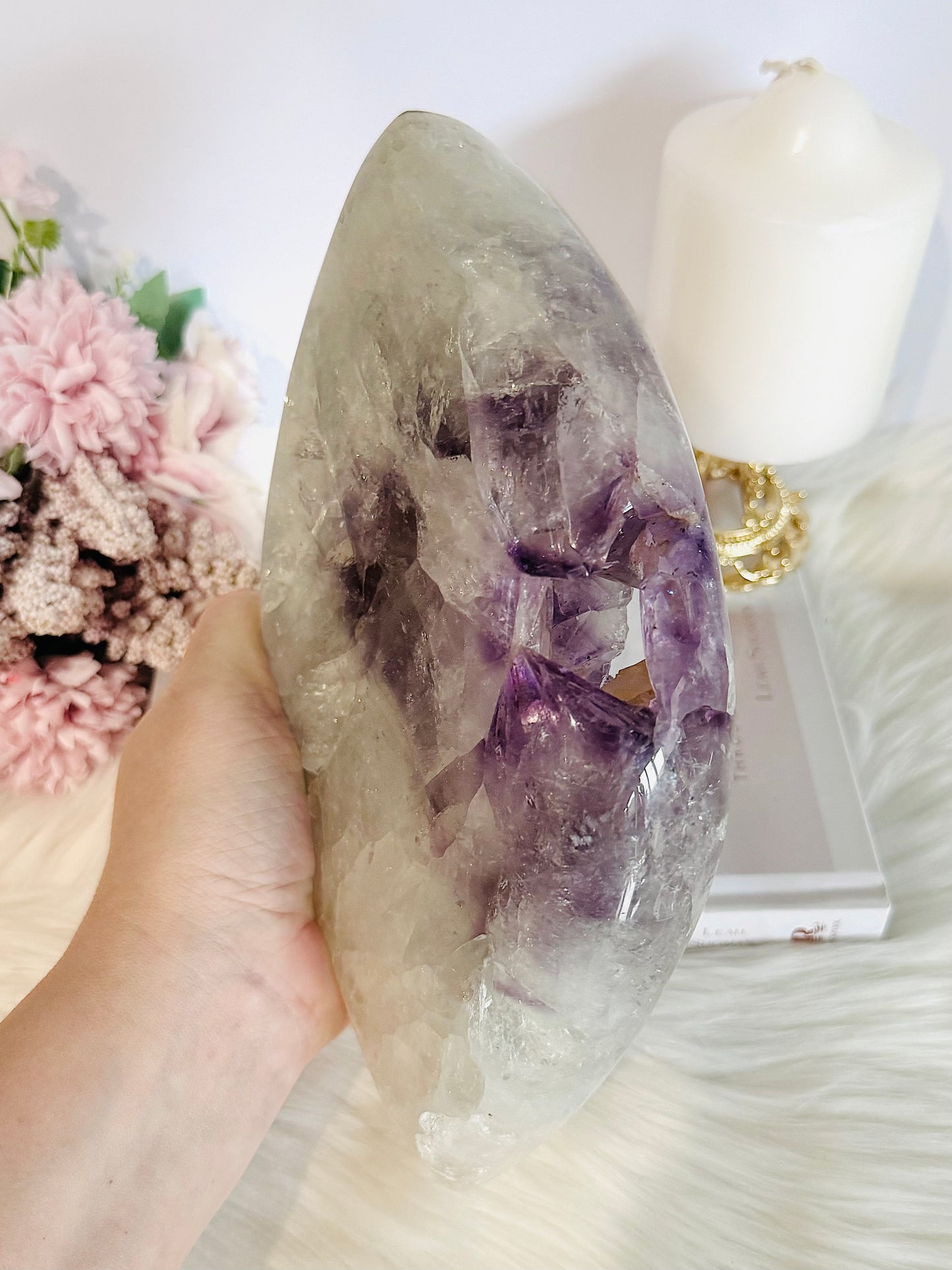 Classy & Fabulous HUGE Druzy Amethyst Carved Evil Eye From Brazil 24cm 2KG On Stand