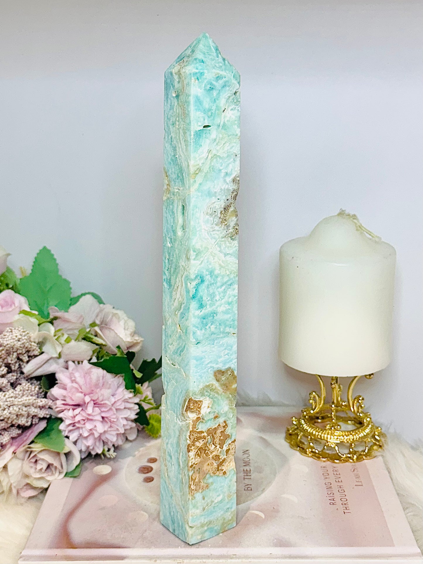 Large Blue Hemimorphite Druzy Raw Tower 26.5cm