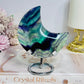 Large Rainbow Fluorite Moon 9.5cm On Stand (reduced moon has chip)